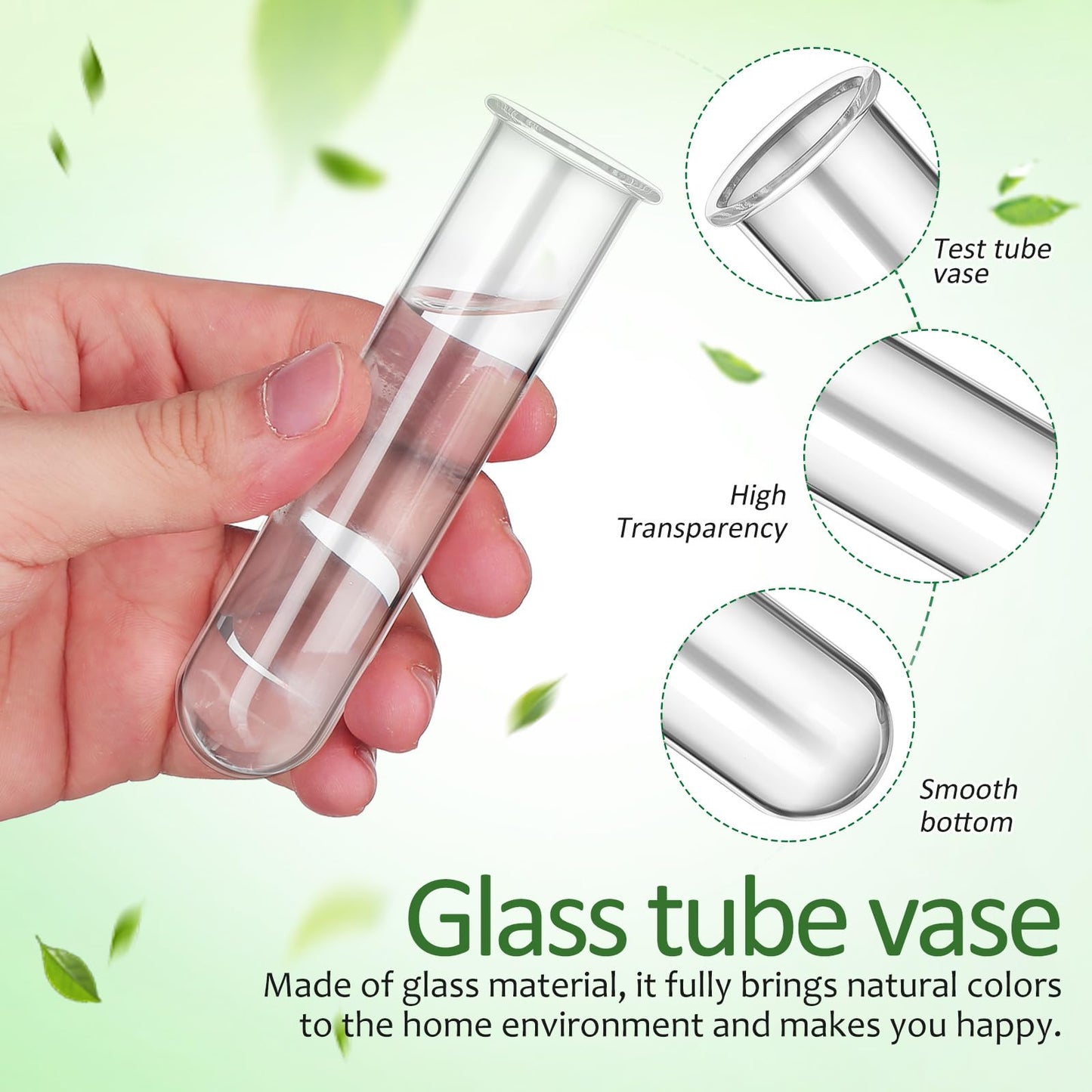 Healvian 5pcs Glass Test Tube Hydroponic Plant Vase Propagation Station for Desk Small Terrarium Flowers Home Décor 2.5x3x11cm
