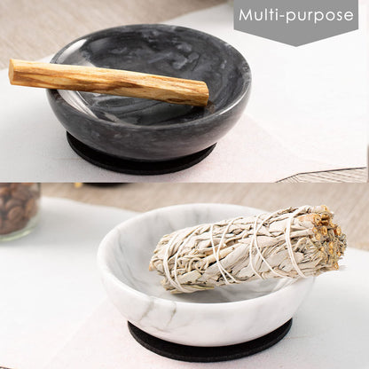 Fasolahome Incense Holder, Beautiful Natural Marble Incense Burner for Meditation, 9 Incense Holes Suitable for Most Types (Black)