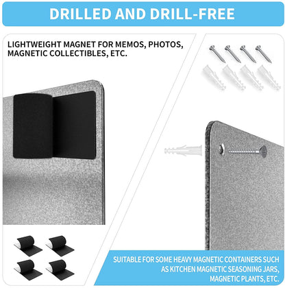 Magnetic Board,17.1" x 11.8" Magnet Display,for Magnets and Bulletin Board,Suitable for Wall, Refrigerator, Compartment, Cabinet etc,Comes with Dual Lock Tape for Easy Hanging (silver1