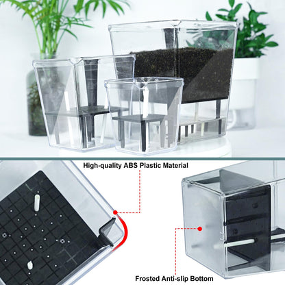 IWNTWY Self Watering Pots Set, 3 Pack 5 Inch for Indoor Plants, Clear Nursery Planter With Deep Reservoir for Spider Plant, Orchid, African Violet