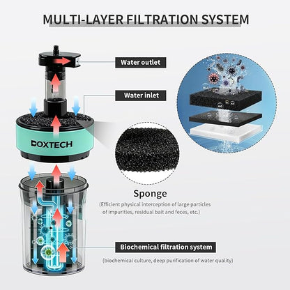 UPETTOOLS Aquarium Filter, Small Fish Tank Filter Submersible Fish Filter with Built-in Air Bubble Stone and Bio Balls Suitable for Fish Tanks up to 5-15 Gallons (Air Pump Not Included)