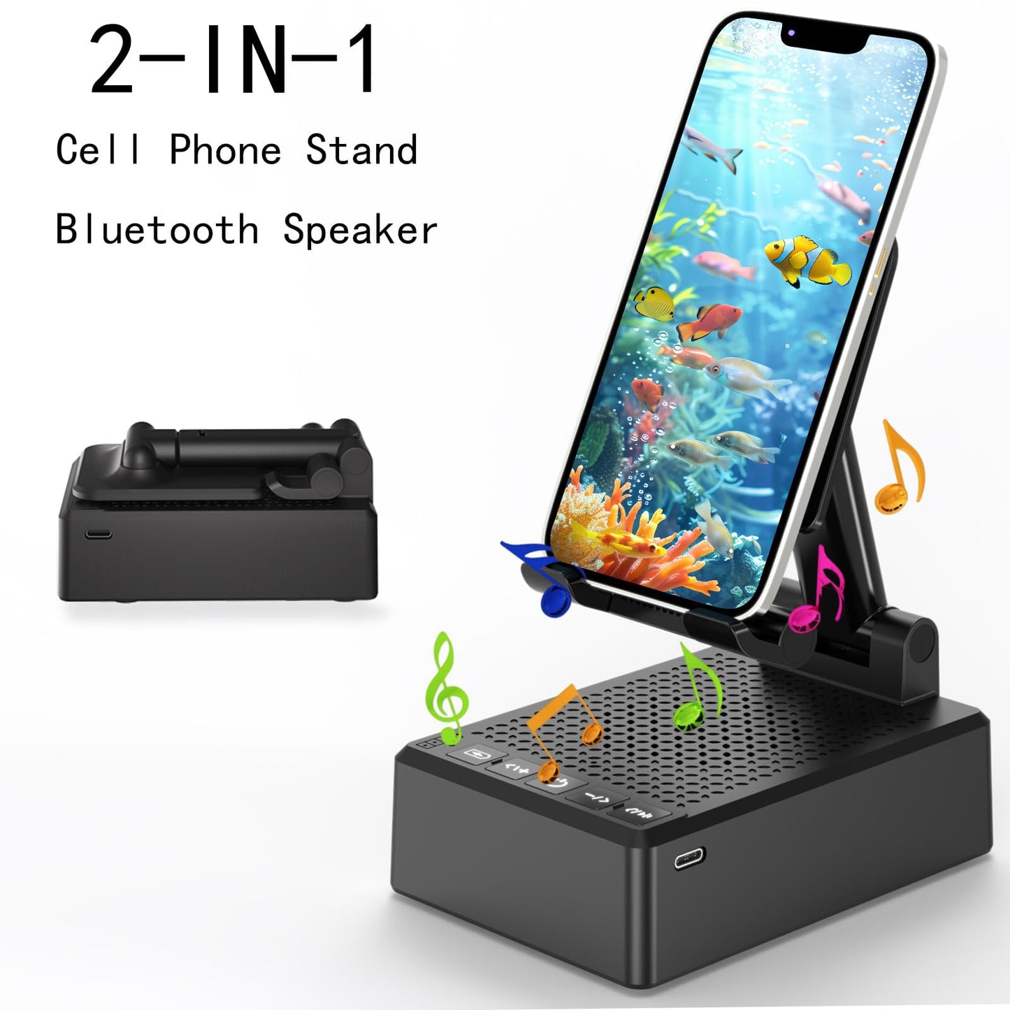 Birthday Gifts for Mother Father ,Cell Phone Stand with Wireless Bluetooth Speaker and Antislip Base HD Surround Sound for Home and Outdoors with Bluetooth Speaker for Desk Compatible with iPhone