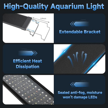 fishkeeper LED Aquarium Plant Light, 24/7 Full Spectrum Aquarium Light with 5 Nature Weather Mode, Auto On Off with Timer for 24-32 Inch Fish Tank, Adjustable Colors/Brightness with Memory Function