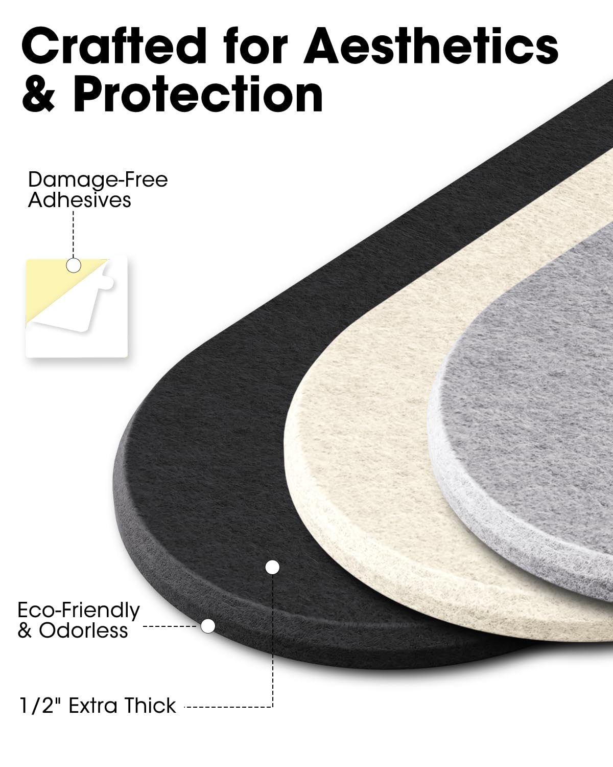 Cork Board Alternative, Felt Bulletin Board for Walls, 6-Pack 11.8"x4.7" Pin Board Wall Organizer with 35 Push Pins, Adhesive Install Wall Decor for Office, Classroom, Home, Desk Accessories