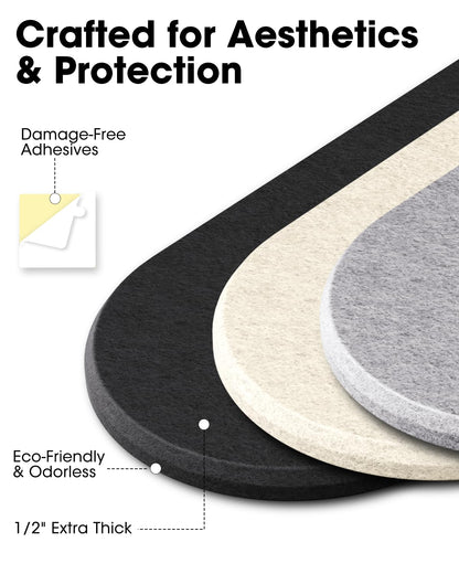Cork Board Alternative, Felt Bulletin Board for Walls, 6-Pack 11.8"x4.7" Pin Board Wall Organizer with 35 Push Pins, Adhesive Install Wall Decor for Office, Classroom, Home, Desk Accessories
