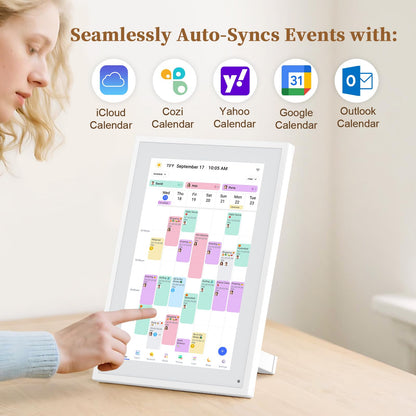 Smart Digital Calendar,10.1"HD Touchscreen Electronic Desk Calendar & Chore Chart, Touchscreen Interactive Display for Family Schedules with Meal Planner & Picture Frame & Lists