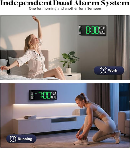 Digital Clock Large Display, 16" Large Digital Wall Clock for Classroom, Led Big Wall Electric Clocks with Remote Control,Date,Week,Alarm,Temp,Night Light for Bedroom,Living Room,Gym,Office