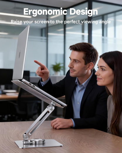SENZANS Laptop Stand for Desk, Aluminum Alloy Ergonomic Laptop Riser 360 Rotation Base, Portable Adjustable Laptop Stand for Office Home Fits MacBook Air Pro, Dell, HP (10"-17.3'') - Silver