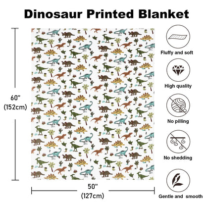 VigorSpring Dinosaur Blanket for Boys - 50"x60", Cozy Soft Plush Kids Throw Blanket for Boys Toddler, Ideal Home Party Decor & Gift for Christmas Halloween Birthday Easter