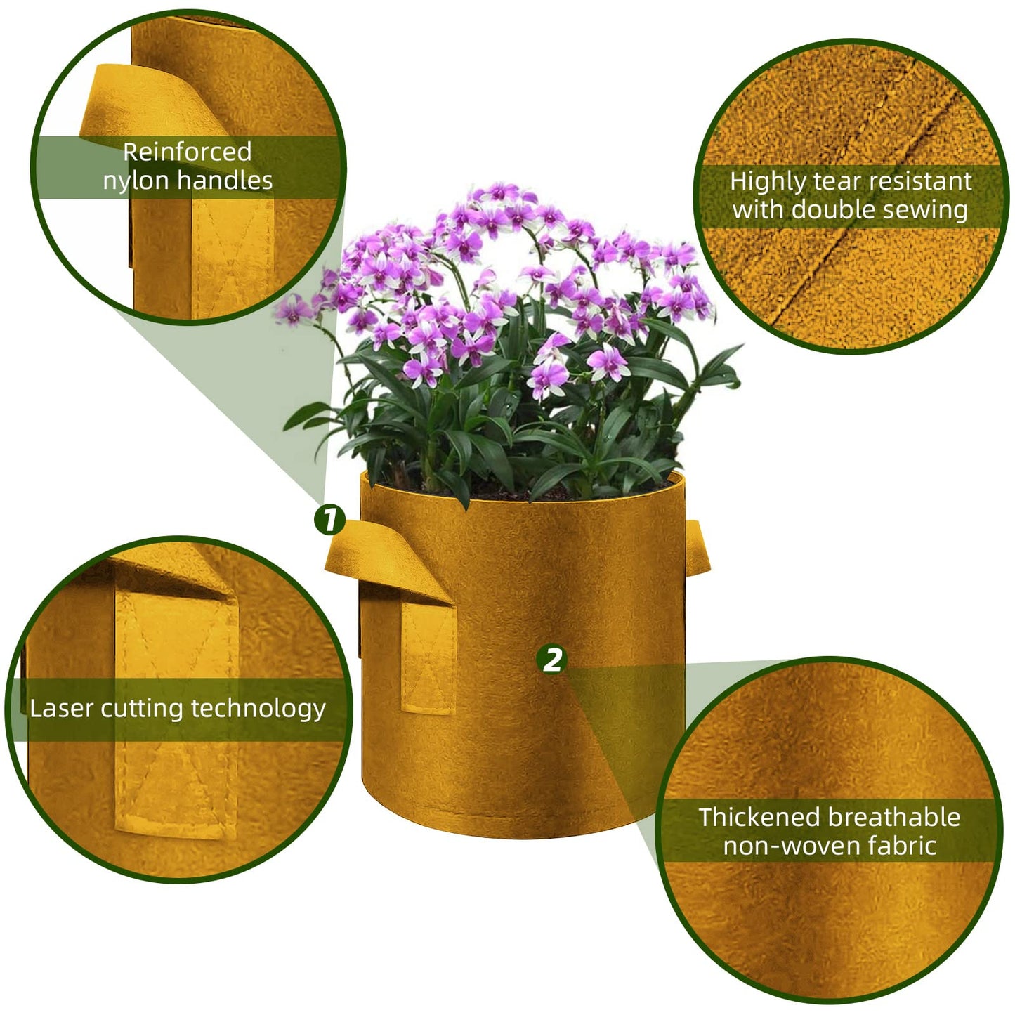 WHATWEARS 12-Pack 10 Gallon Plant Grow Bags, Thickened Nonwoven Fabric Pots with Handles, Vegetable Planter Bags Containers, Cloth Planters for Garden Vegetable/Flower/Plant/Fruits Outdoor (Brown)
