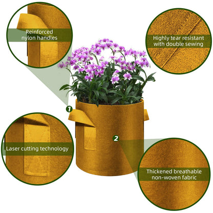 WHATWEARS 12-Pack 10 Gallon Plant Grow Bags, Thickened Nonwoven Fabric Pots with Handles, Vegetable Planter Bags Containers, Cloth Planters for Garden Vegetable/Flower/Plant/Fruits Outdoor (Brown)