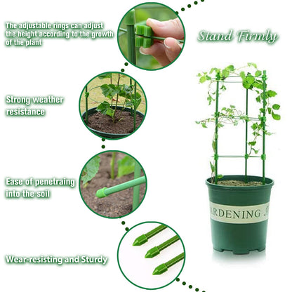 Legigo 3 Packs Plant Support Cages Tomato Cage for Garden- 18 Inch Adjustable Garden Cucumber Trellis Plant Stakes, Trellis Support Rings for Climbing Plants, Pots, Indoor Plants with 10 Plant Clips