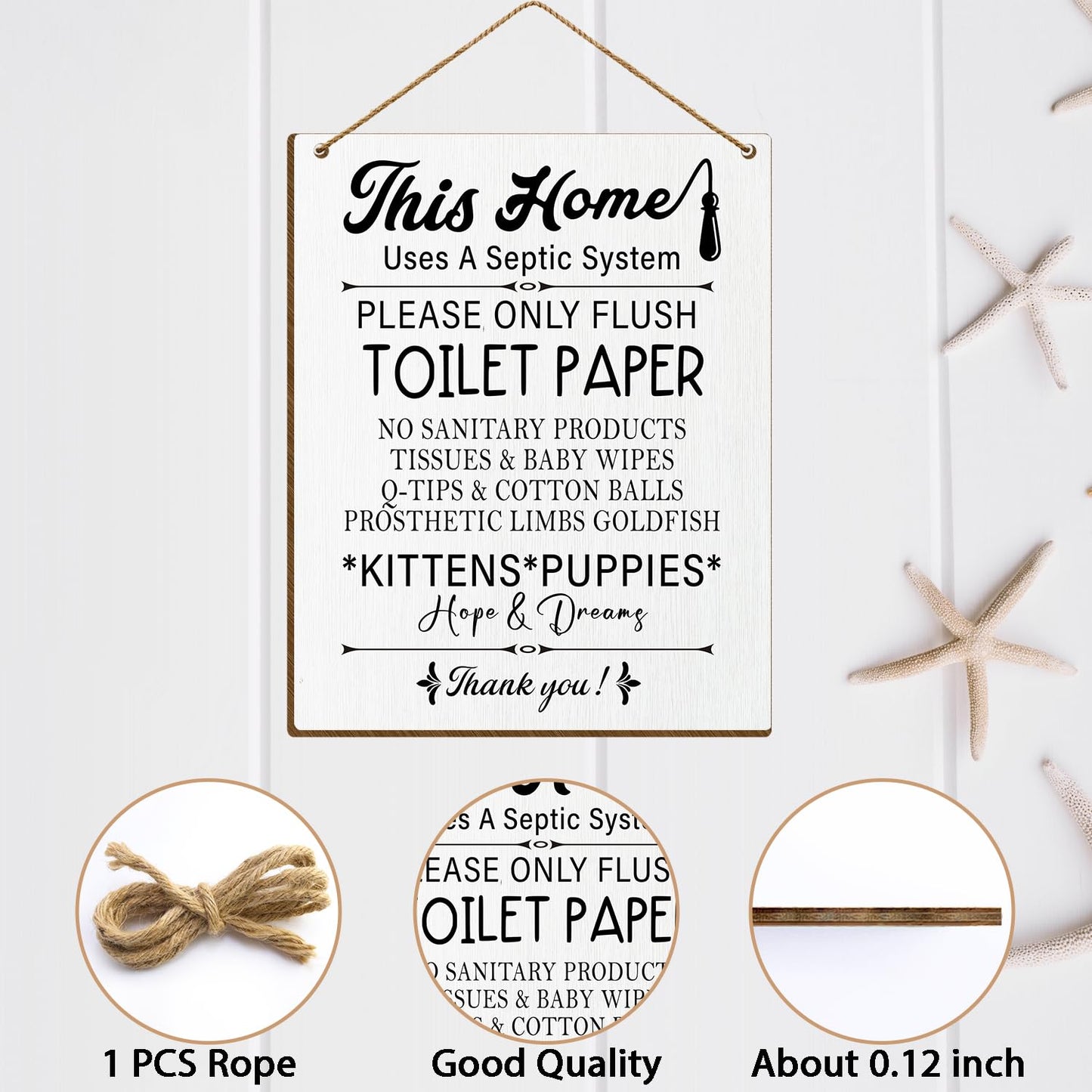Toilet Wooden Sign, Back of Toilet Decor Septic Sign for Bathroom, Bathroom Wall Art Housewarming Gift for Women Men Coworker Friend-31