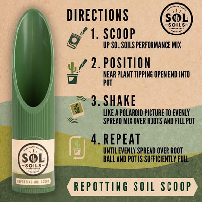 Sol Soils Granola Guy’s Scrumptious 8" Small Scoop for Transplanting, Potting, Repotting & Plant Care – Durable Gardening Tool for Soil, Sand, & More