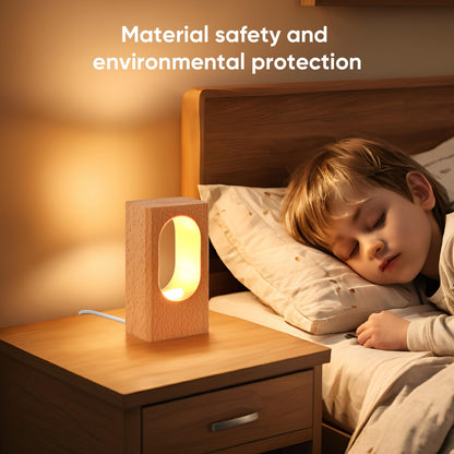 YIEONSHION LED Wood Desk Lamp, Dimmable Bedside Night Light for Bedroom, Creative Wooden Table Lamp, Warm Ambient Lighting, Unique Home Decor & Housewarming Gift