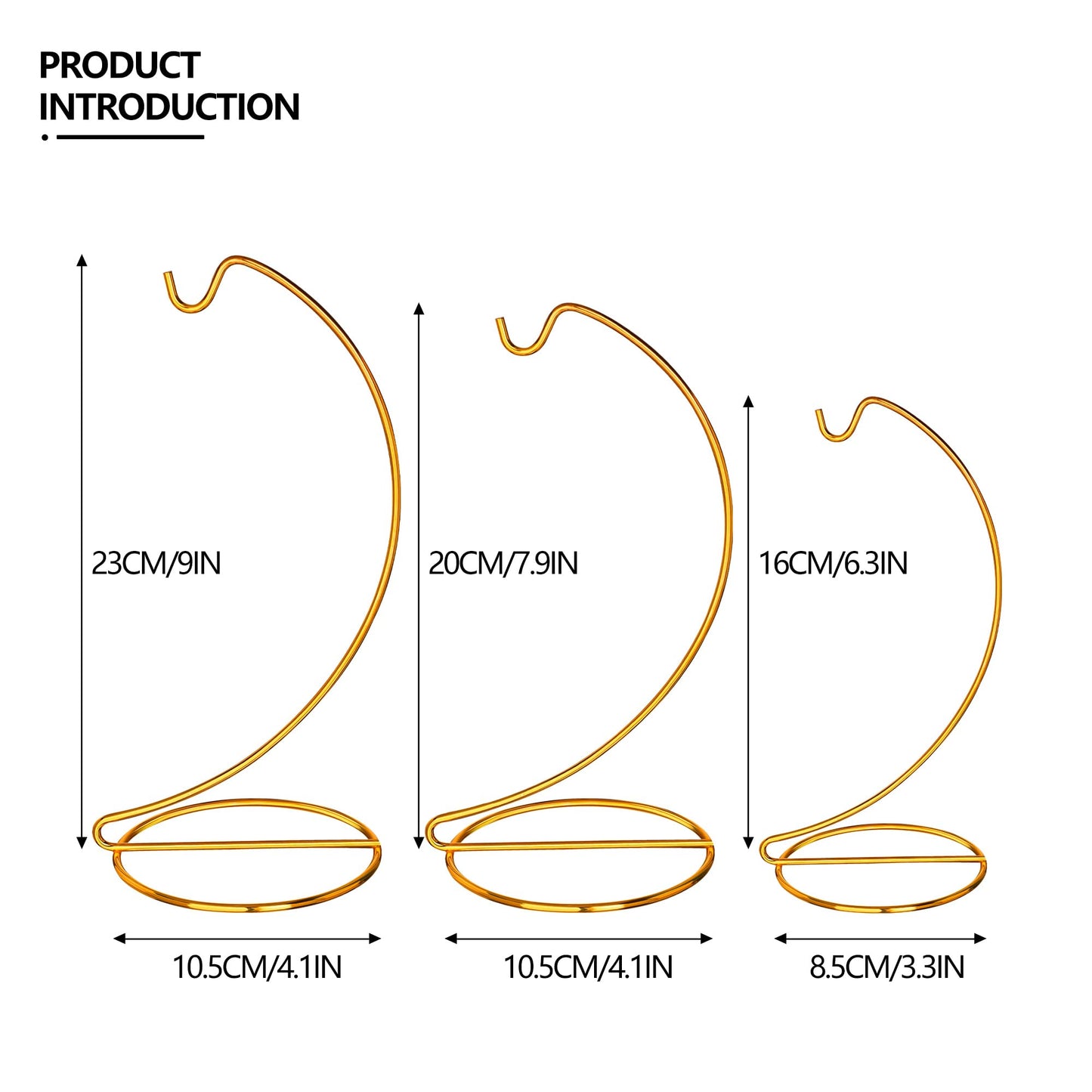 ZEERSHEE 3 Pack Gold Ornament Display Stands Hanging Hook for Air Plants, Terrariums Hanger, Glass Witch Balls, Home Wedding Christmas Decoration (9/7.9/6.3 Inch)