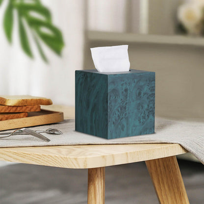 HOUSE DIARY Metal Square Tissue Box lid, Modern Facial Tissue Holder for Bathroom Vanity Tops, Bedroom Dressers, Nightstands, Desks, Offices (Deep Emerald Green)