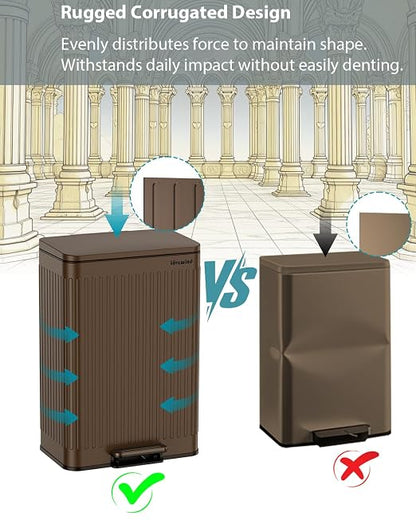 Lovewind Kitchen Trash Can, 18.5 Gallon / 70L Large Kitchen Garbage Can with Soft Close Lid – Pet Resistant, Removable Inner Bucket, Stainless Steel Trash Bin Perfect for Big Families, Brown