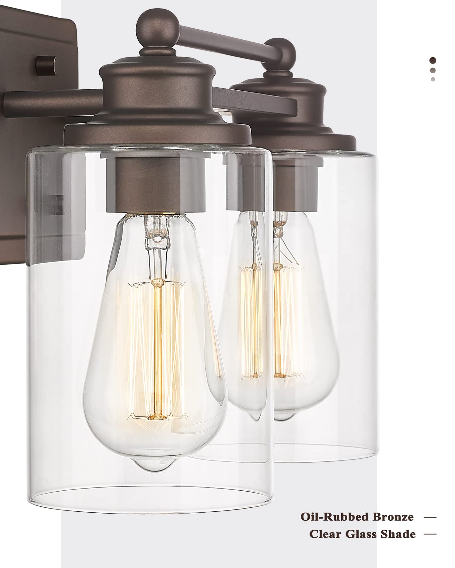Vanity Lights for Bathroom, HWH Farmhouse 2 Light Vanity Wall Lamp with Oil-Rubbed Bronze Finish, Wall Lighting Over Mirror, Dressing Table, Powder Room, 5HLT63B-2W ORB