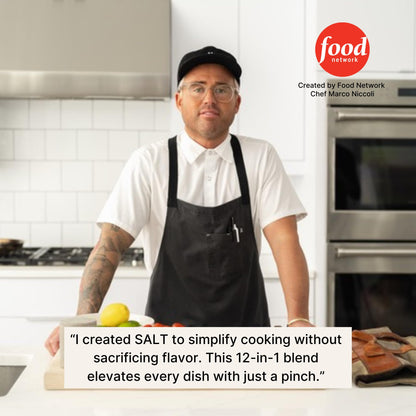 AM SIGNATURE SALT | Universal Cooking Signature Salt | All-Natural Seasoned Salt Blend of Gourmet Flake Kosher Salt, Herbs, Spices | Created by Chef Marco and Aubrey Niccoli (10.5 Ounce)