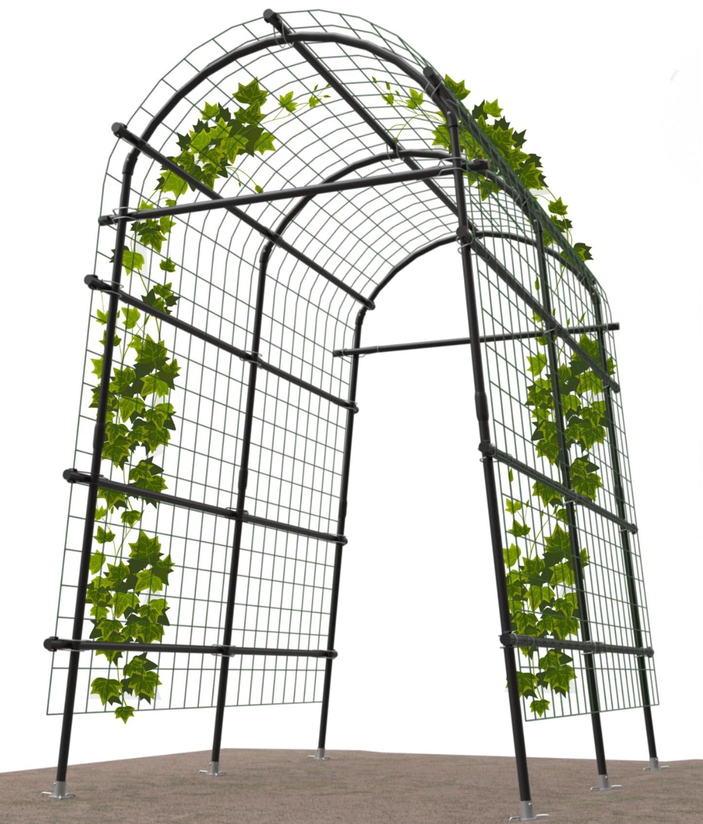 Garden Arch Trellis 7FT Extra Tall Polyethylene-Coated Stainless Steel Garden Trellis for Climbing Plants Outdoor Garden Trellis Arch for Cucumber Trellis | Gardening Trellis with Clips (Black)