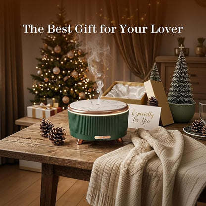 500ML Large Capacity Essential Oil Diffuser, Ultrasonic Aromatherapy Diffuser with 7 Color LED Lights with Remote Control, Cool Mist Humidifier, Timed Mist, Auto Shut-Off (Blue Green)