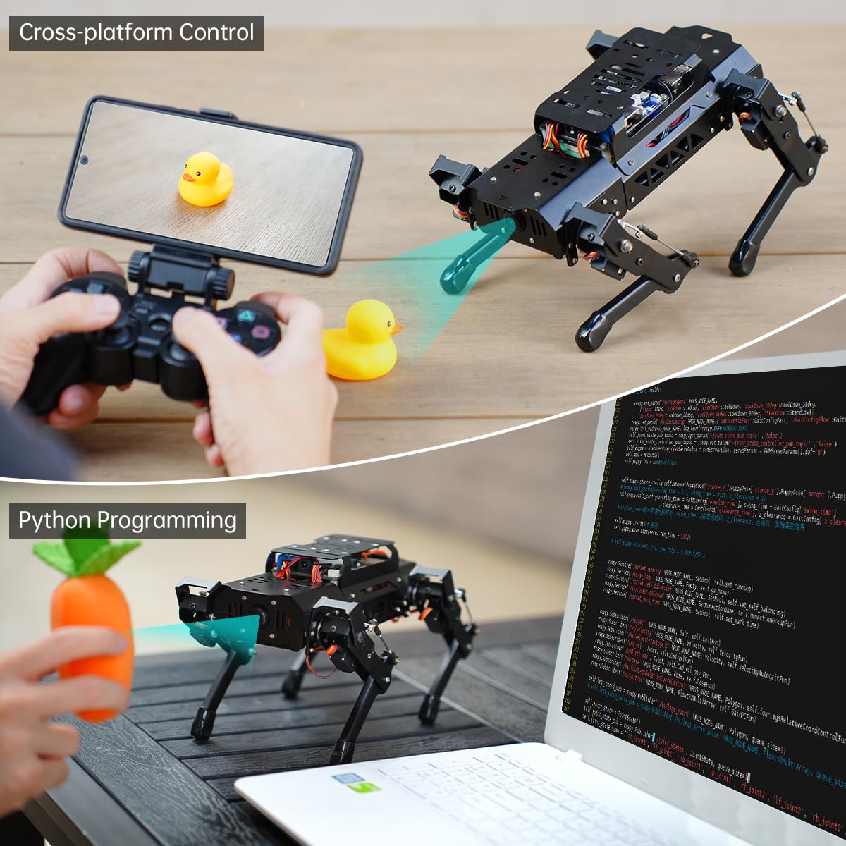 PuppyPi ROS2 Robot Dog with ChatGPT Large AI Models AI Embodied Intelligence Robotic Dog Vision Scene Voice Command Understanding Bionic Quadruped ROS Education Robot, Advance & RaspberryPi5 4GB