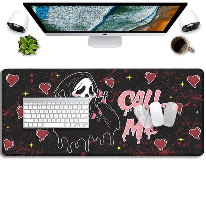Call Me Mouse Pad Ghostface Desk Pat,Mouse Mat Large Desk Mat for Desktop,Stitched Edges Non-Slip Waterproof Rubber Base Mous Mat for Office Computer Keyboard Laptop and Home(27.5X11.8 in)
