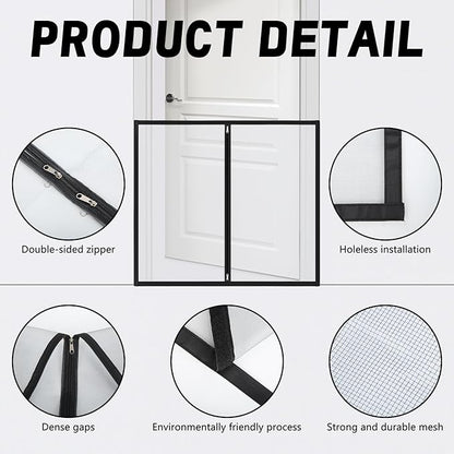 32" H x 38" W Dog Screen Mesh Gate Portable Puppy Safety Fence No Drilling Dog Gates Indoor Outdoor Pet Safety Guard Essentials for Stairs Doorways Deck Porch Hallways Patio