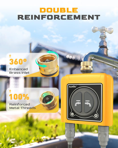 RAINPOINT WiFi Water Timer with Brass Inlet, 2 Outlets Sprinkler Timer,Automatic Irrigation System Controller, APP & Voice Control, Irrigation by Weather/Quantity/Soil Moisture