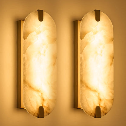 ZEROUNO Alabaster Wall Sconces, 14.2 inch Wall Sconce, Natural Marble Wall Sconces Wall Lighting Set of Two, Dimmable Light Fixtures for Bedroom Living Room Stairs Vanity Hallway Bedside