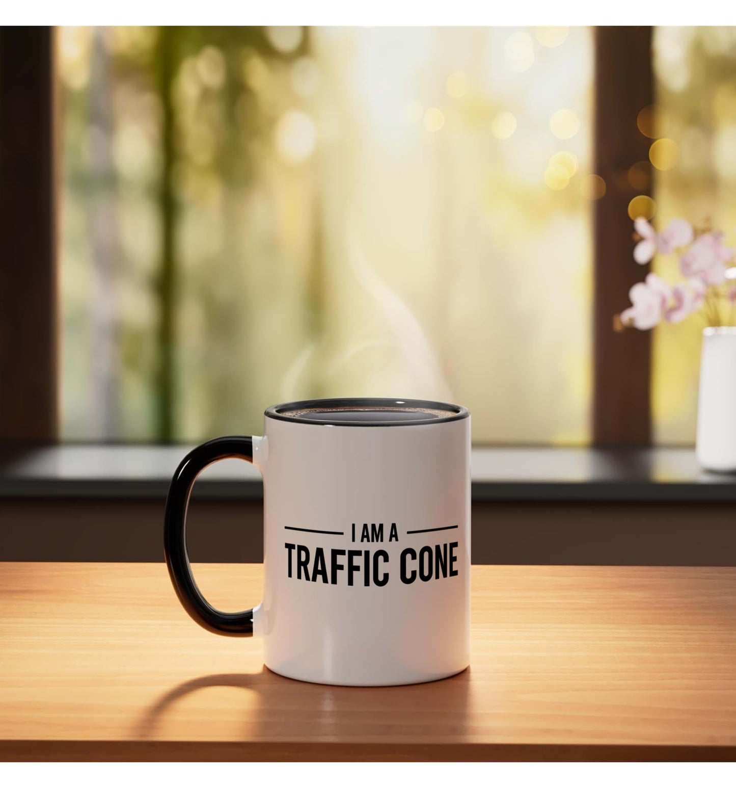 Halloween Traffic Cone Funny Costume Idea - I AM A TRAFFIC Ceramic Mug, Black/White
