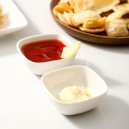 UIBFCWN 2oz Ceramic Dip Bowls Set, 20 PCS Soy Sauce Dish, Dipping Sauce Bowls/Dishes, Mini Square Serving Bowl for Side Dish, BBQ, Ketchup, Charcuterie Condiment