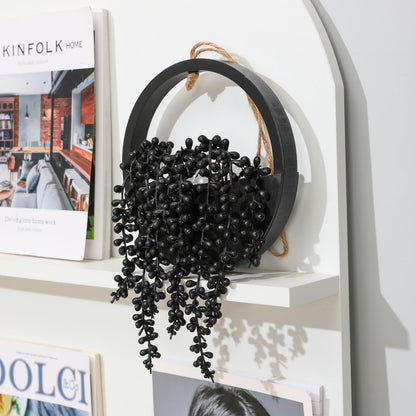 Hobyhoon Artificial Hanging Plants Hanging Planter Fake Succulents Artificial String of Pearls with Pot and Lanyard for Home Office Wall Decoration