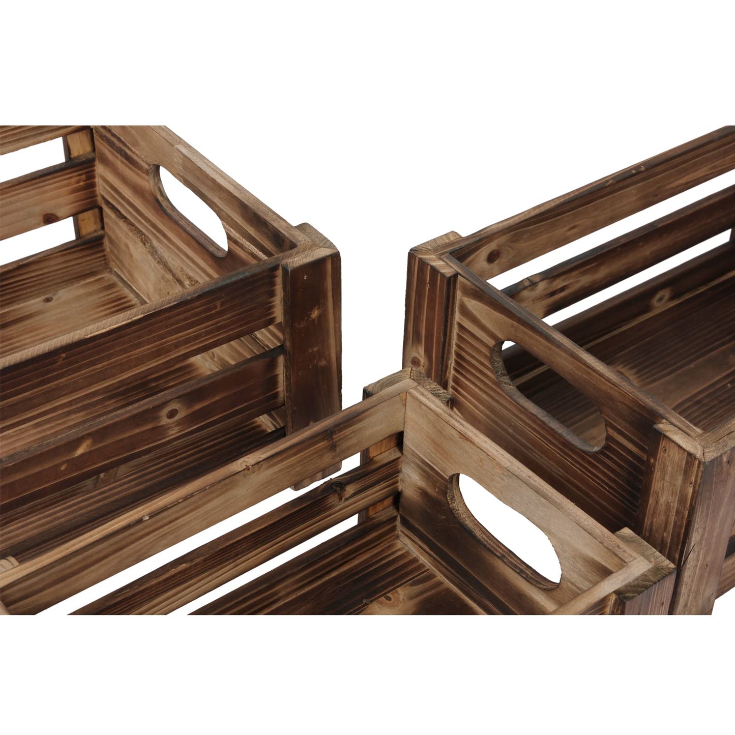 Sintosin Farmhouse Wooden Nesting Crates Decorative Set of 3, Distressed Crate for Display Rustic Home Decor, Wood Crate Basket for Storage with Handles Living Room Outdoor Christmas