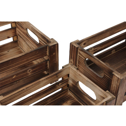 Sintosin Farmhouse Wooden Nesting Crates Decorative Set of 3, Distressed Crate for Display Rustic Home Decor, Wood Crate Basket for Storage with Handles Living Room Outdoor Christmas