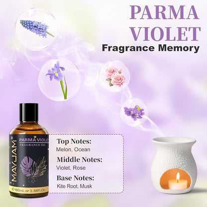 MAYJAM 100ML/3.38FL.OZ Parma Violet Fragrance Oils with Glass Dropper, Essential Oils for Diffusers for Home, Long Lasting Scented Oils for Diffusers Soap Candle Making