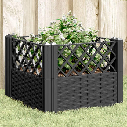 vidaXL Black Square Garden Planter with Rattan Design - Modular Polypropylene Outdoor Container 17.1"x17.1"x17.1"