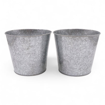 Hosley Set of 2 Galvanized Metal Buckets with Liner – Farmhouse Planters, Floral Arrangements, Storage & Candle Decor Indoor Outdoor Rustic Home Decor Pots