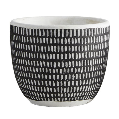 47th & Main Cement Planter Pot, 4.9" Tall, Black Vertical Stripes
