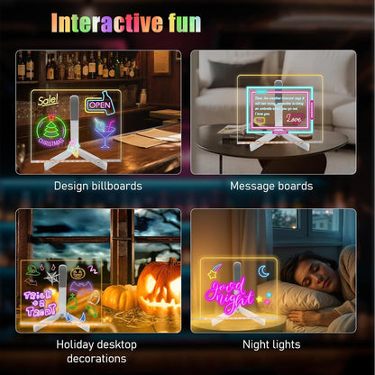 Niaoyun Led Note Board with Colors, Glowing Acrylic Dry Erase Board with Light, Light up Dry Erase Board Memo Message Board Note Glass Led Board (Large 11.8 * 7.9in)