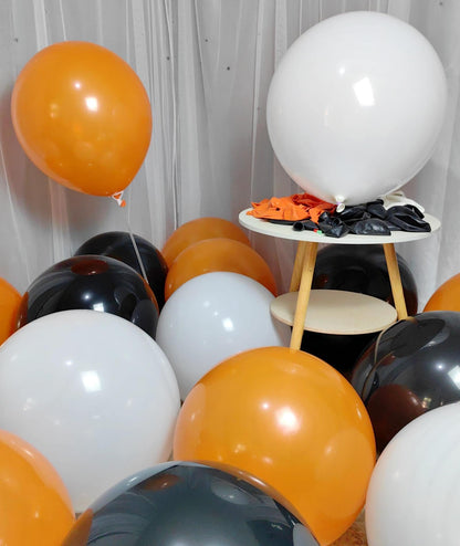 90 Pack Black White Orange Balloons 18 inch Latex Party Balloon Bulk for Halloween Various Party Events Decorations