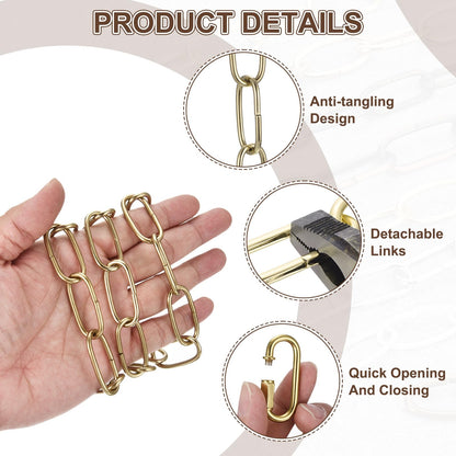 uxcell 6ft Lighting Hanging Chain, 3mm/0.12" Looping Metal Pendant Chandelier Chain Extension with 2 Quick Link Lock for Hanging Plant Pendant Chandelier Light Fixture, Light Copper