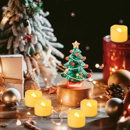 Yakpo 48 Pack 1.5" x 1.2" Tea Lights Battery Operated Votive Candles, Flameless Flickering LED Tealights Electric Outdoor Flicker Fake Tealight Candles Bulk for Wedding Halloween Christmas Decorations