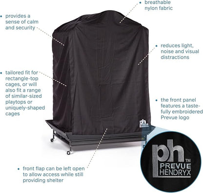 Prevue Pet Products Extra Large Bird Cage Cover - Good Night Cage Cover, Bird Accessories, Blocks Light, Breathable Nylon Fabric, Fits a Variety of Cage Sizes - Black, Size Extra Large