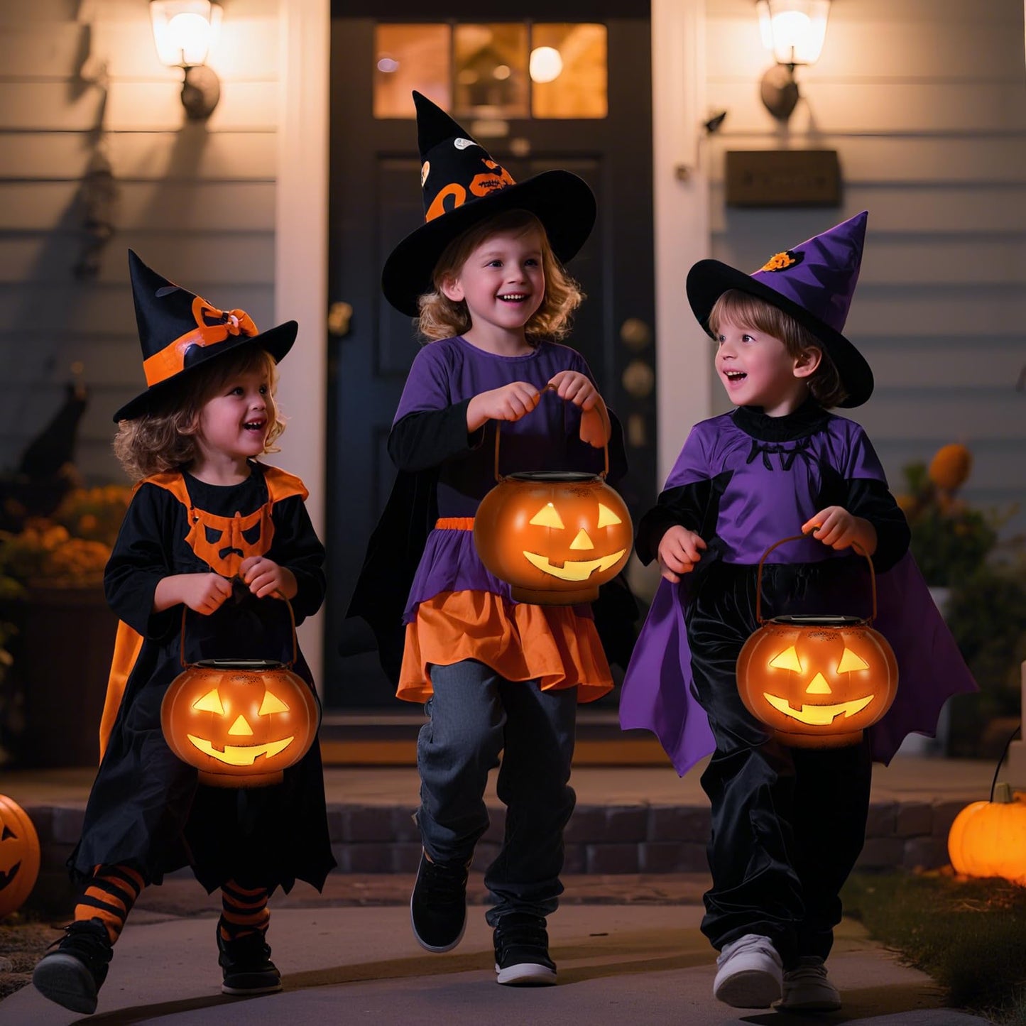 Halloween Pumpkin Solar Lanterns - Jack O Lantern Hanging Solar Light Waterproof for Yard, Patio, Garden,Spooky Decor Halloween Party Decorations