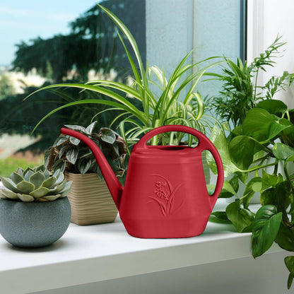 ZXJ Plant Watering Can - for Indoor and Outdoor Home Garden Plants - with Long Spout - Wine Red - 1/2 Gallon