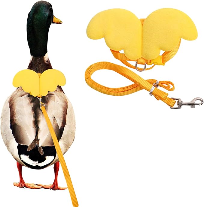 KAMA BRIDAL Duck Walking Harness and Leash Chicken Duck Outdoor Training Rope Adjustable Rope for Pet Poultry Hen Cock (S, Yellow)