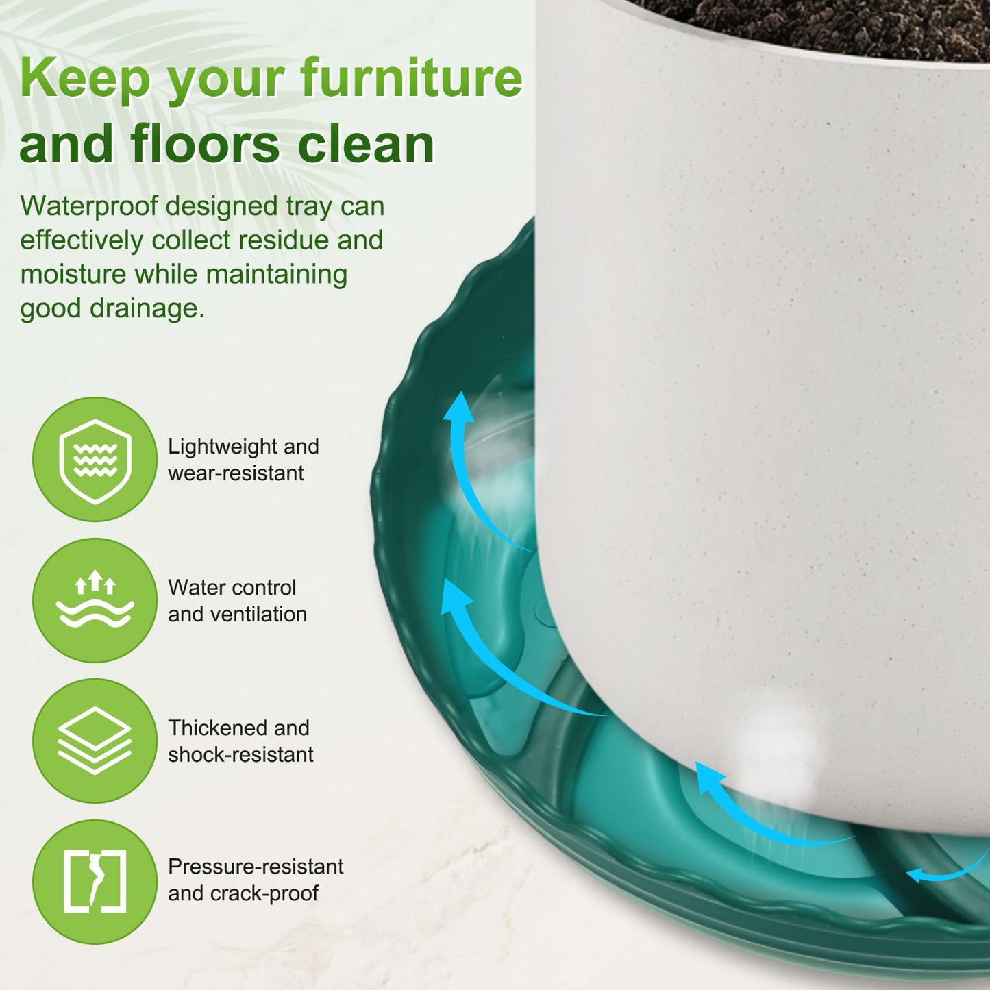 M METERXITY 4-Pack Plant Saucer, 7.9 Inch/20 cm Plastic Plant Trays Thicker for Pots/Indoor/Outdoor/Water Drainage and Protection, Flowerpot Drip Tray [Green]