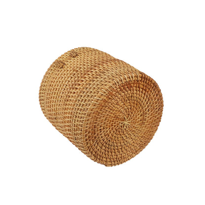 Risbay 1PCS Rattan Round Tissue Box Cover Tissue Box Holder Decorative Woven Facial Tissue Holder